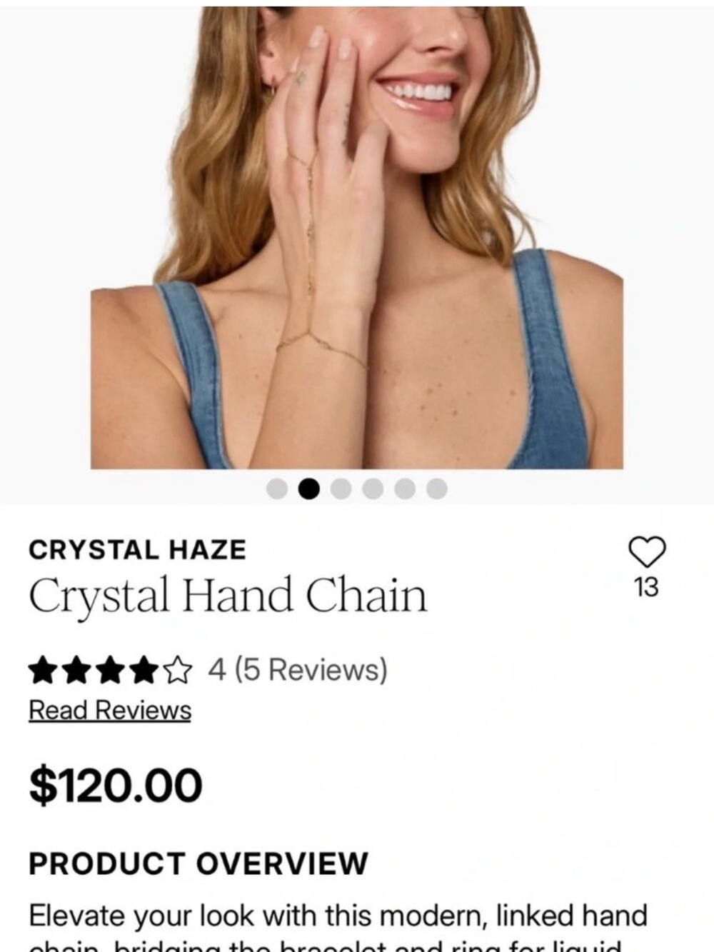 Crystal Haze Gold Hand Chain Bracelet